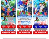 Super Mario Birthday Party Invitations/ free thank you card - FREE RUSH SERVICE