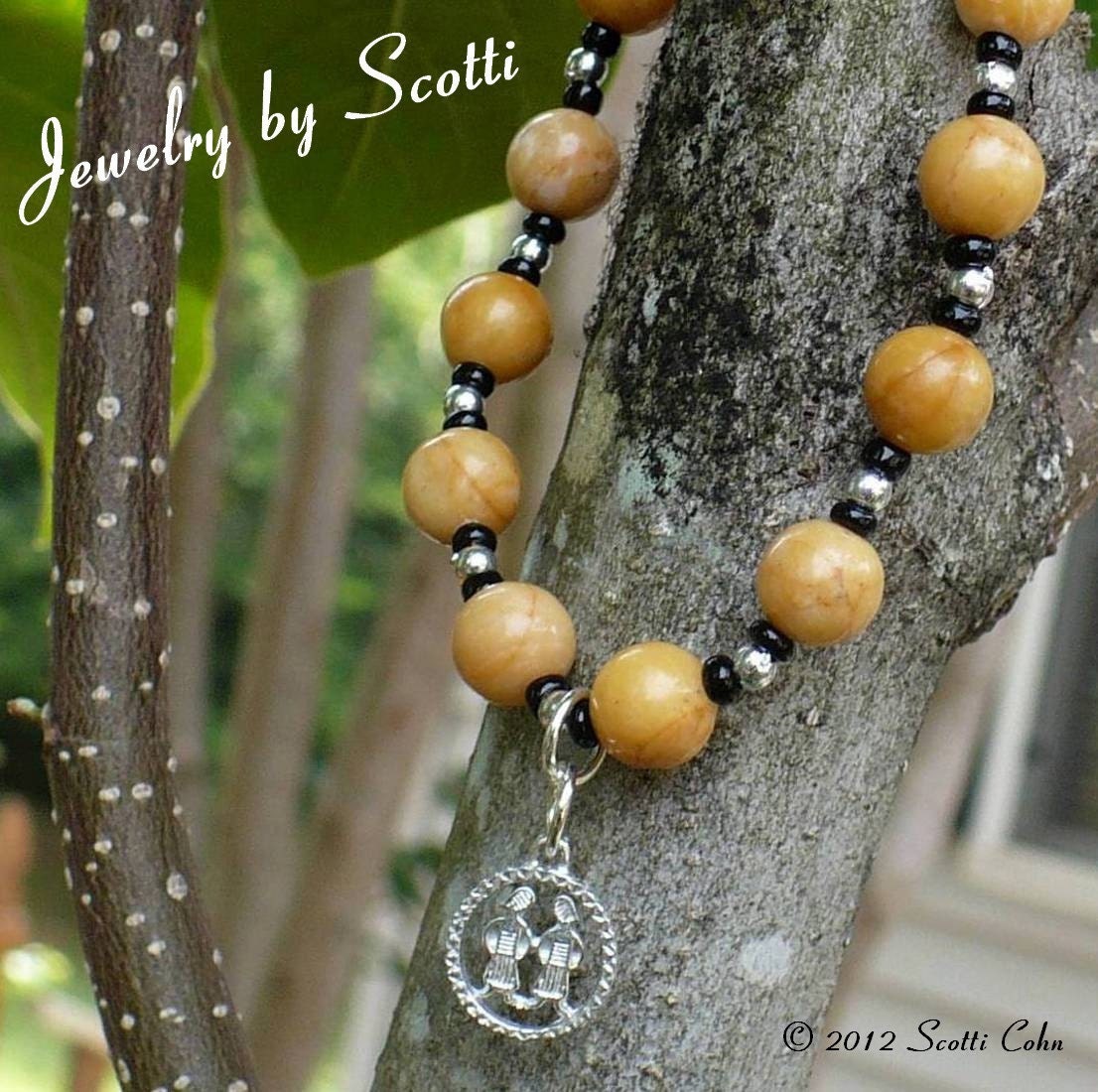 Gemini Lemon Yellow Jasper Stretch Charm Bracelet