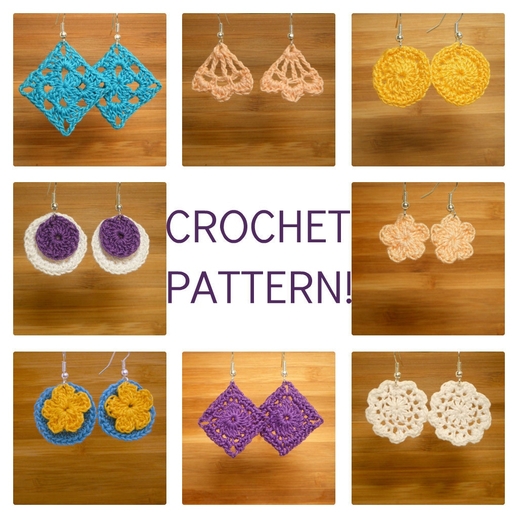 Crocheted Earrings PDF Pattern INSTANT by chanteusecrochet on Etsy