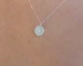 Initial necklace-single sterling silver "1/2 initial charm necklace