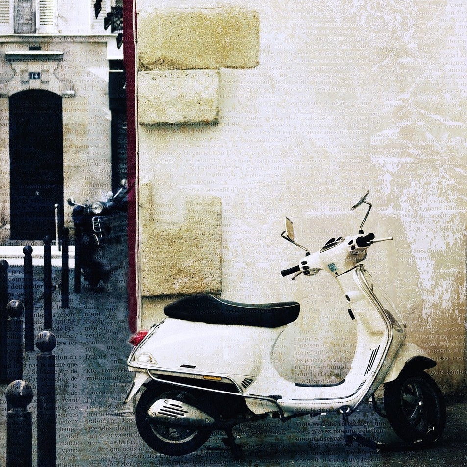 Paris Photography - Fine Art Photography-Paris Vespa- Paris Photo-12x12 fine art print