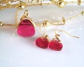 Fuschia Swarovski Crystal Necklace and Earring Set Bridesmaids Jewelry, Bridal Jewelry