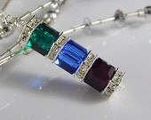 Birthstone Necklace with 3 Swarovski Crystals, Mothers Necklace, Gold or Silver