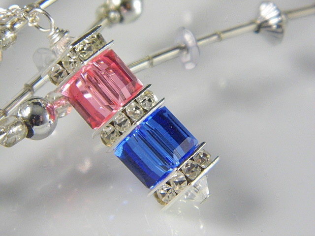 Silver Birthstone Necklace, Grandma Necklace, Family Jewelry with 2 Swarovski Crystals in Silver or Gold