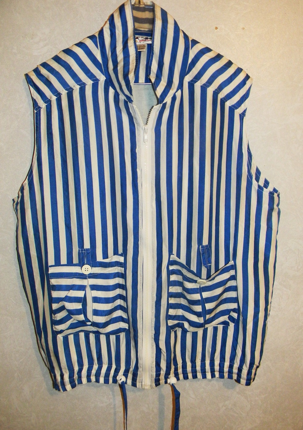 SALE Vintage Silk Stripped Draw string Vest