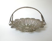 Vintage Silver Metal Basket Filigree Made in Iran