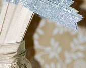 25  Silver Glitter Paper Flag Stir Sticks or Drink Stirrers