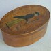 Antique FOLK ART Oval 19th Century Sewing Box with Painting of Gentleman on Lid