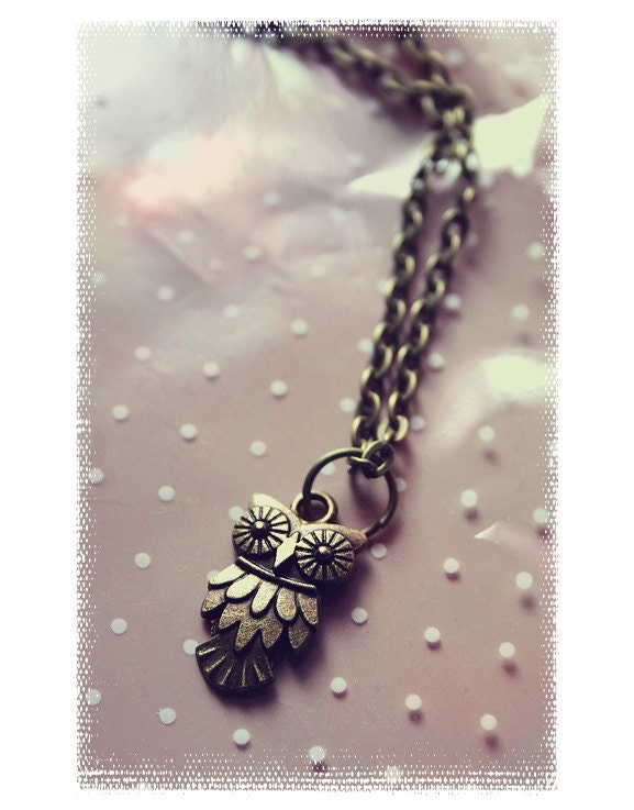 Bronze Owl Charm Necklace