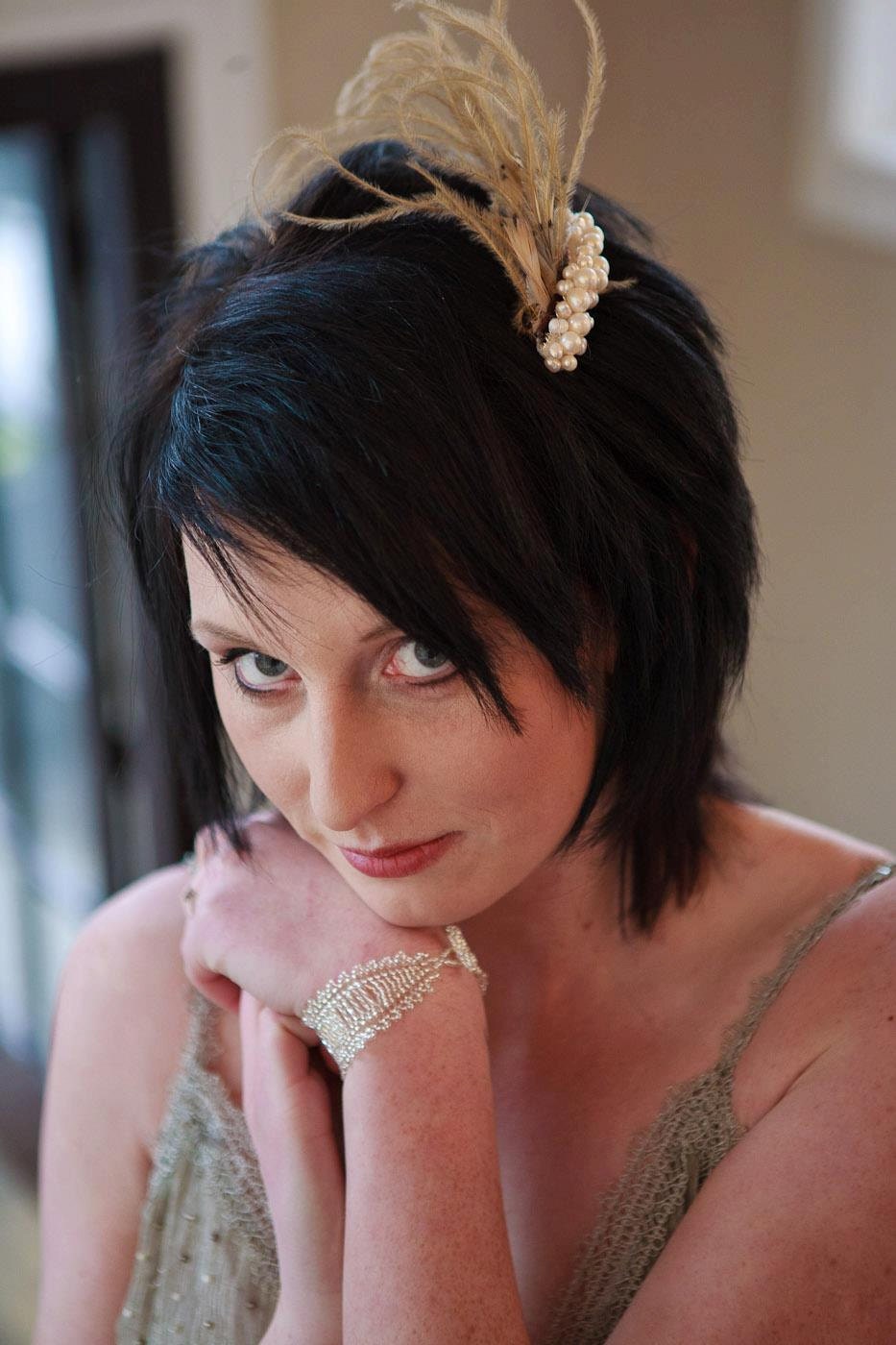 Pearl and Feather bridal hair comb