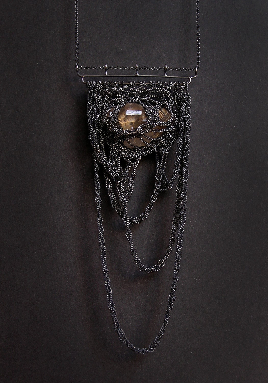 herkimer quartz diamond crochet necklace - PetiteMortShop