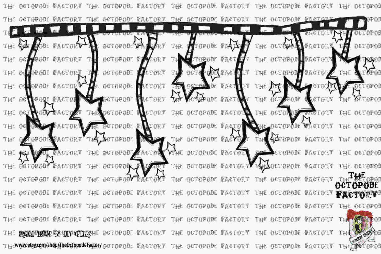 INSTANT DOWNLOAD Stars Border Digital Stamp Image
