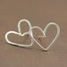 Heart Earrings : Silver Plated Wire Bent, Hammered Heart Stud Earrings, Hand Bent, Artisan Tree, Love Earrings