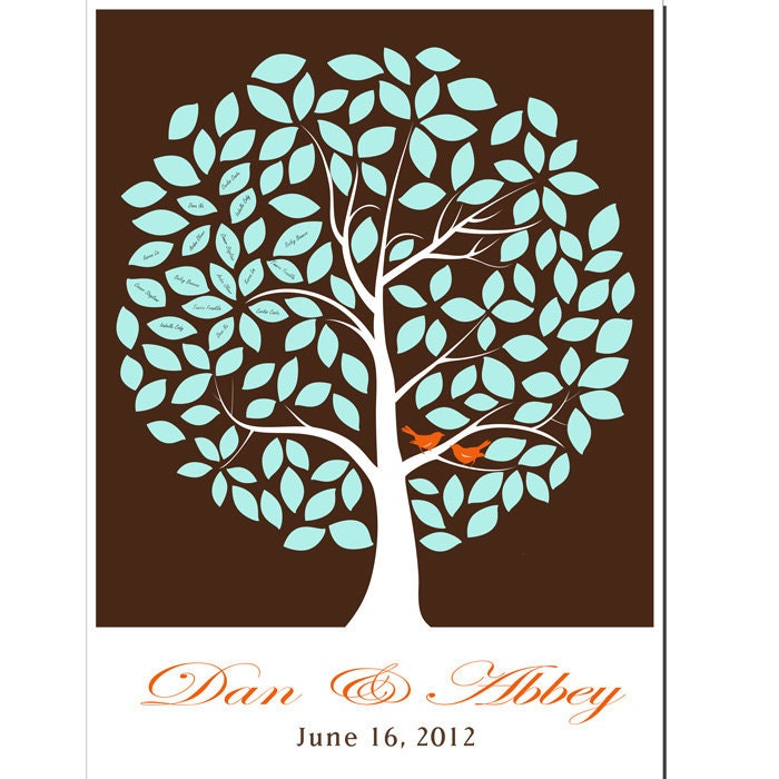 Wedding Guestbook Alternative Print--  To Be Personalized With Guest's Signatures - 17x22 - 160 Signature Guestbook