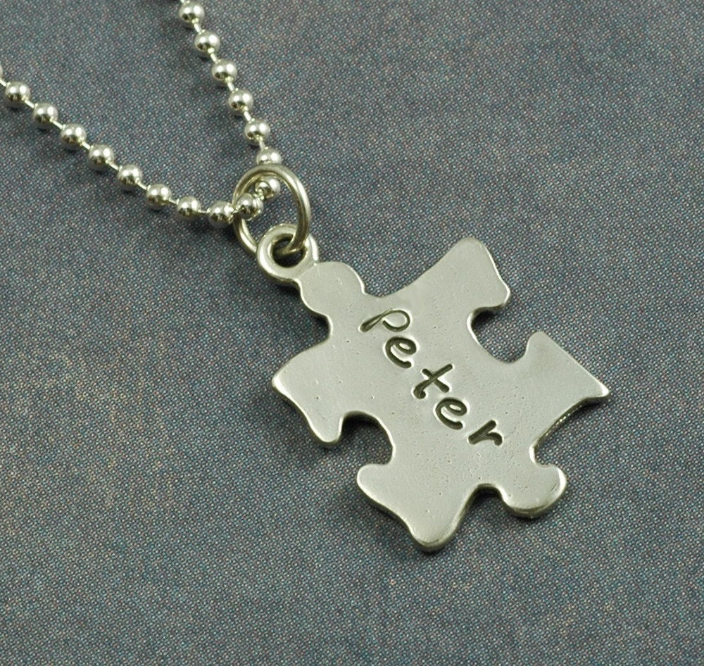 Personalized puzzle piece necklace by divinestampings on Etsy