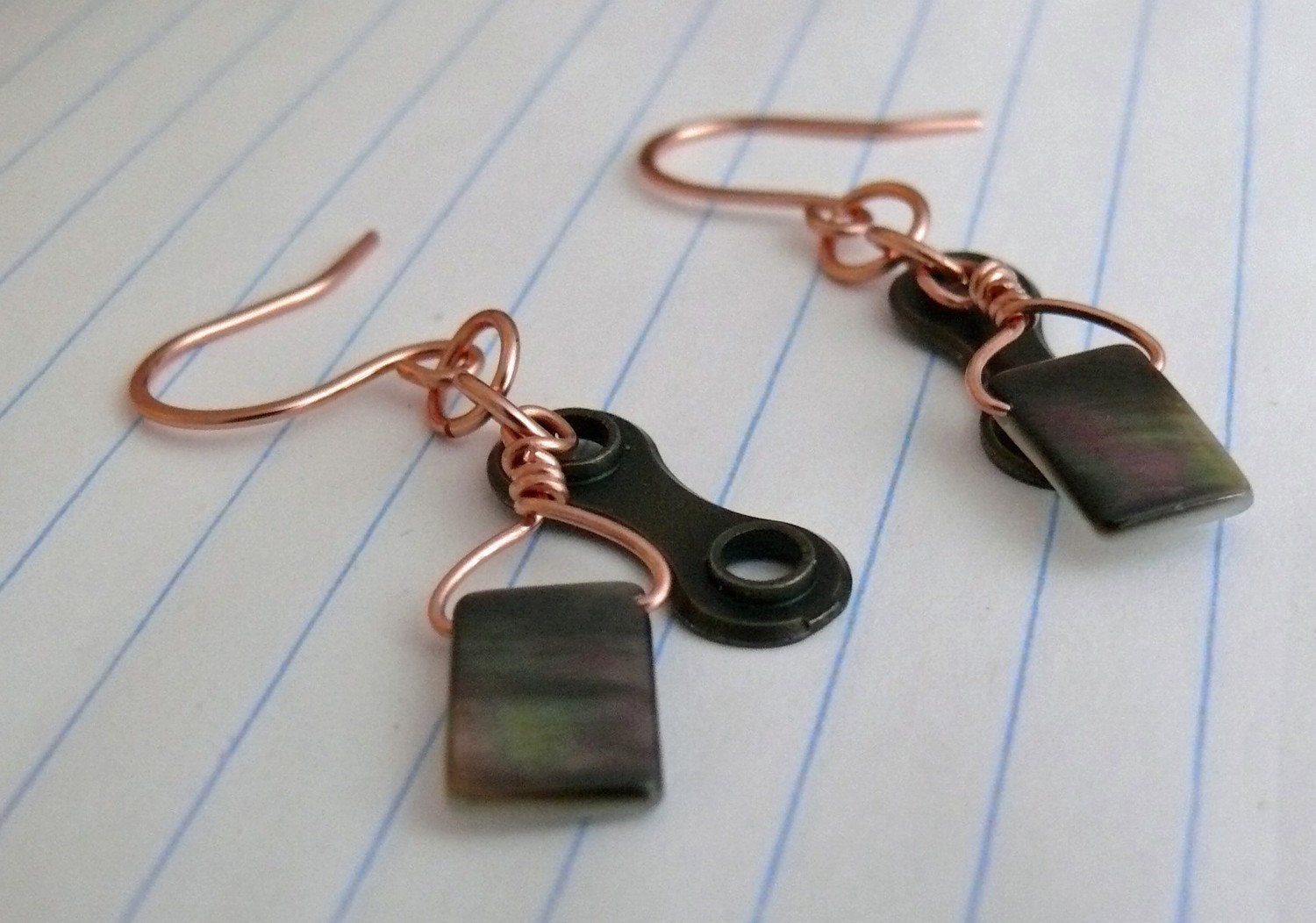Cycling bicycle chain shell copper earrings bike jewelry