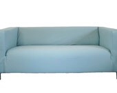 Custom IKEA Klippan Loveseat Slipcover in Cloud Blue Cotton Twill