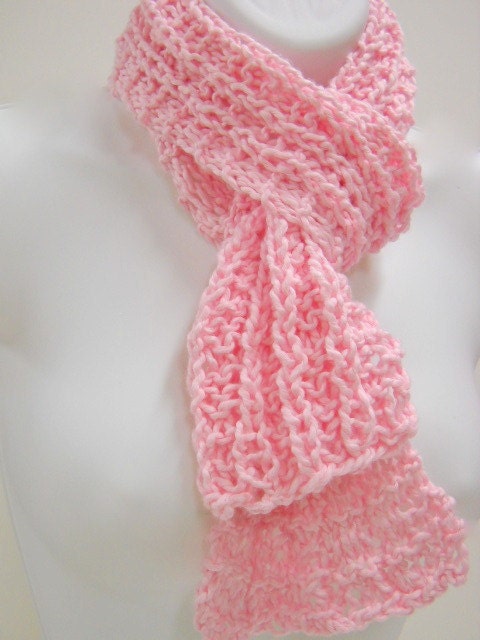 Knit Scarf, Lightweight Scarf, Womens Fashion Scarf, Cotton Knit Scarves,  Pink
