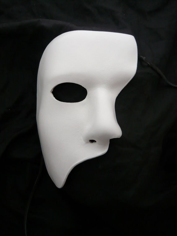 White Leather Mask Phantom of the Opera Stage Theatre Opera Half Face Courture Masquerade