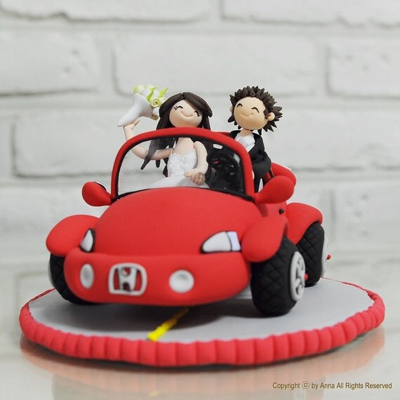 Honeymoon Car custom wedding cake topper Gift by annacrafts