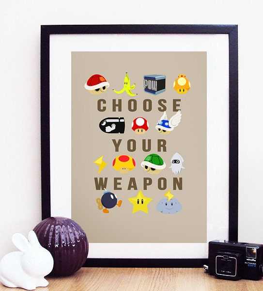 Nintendo Mario Kart "Choose Your Weapon" Poster Print A3 / 11x14