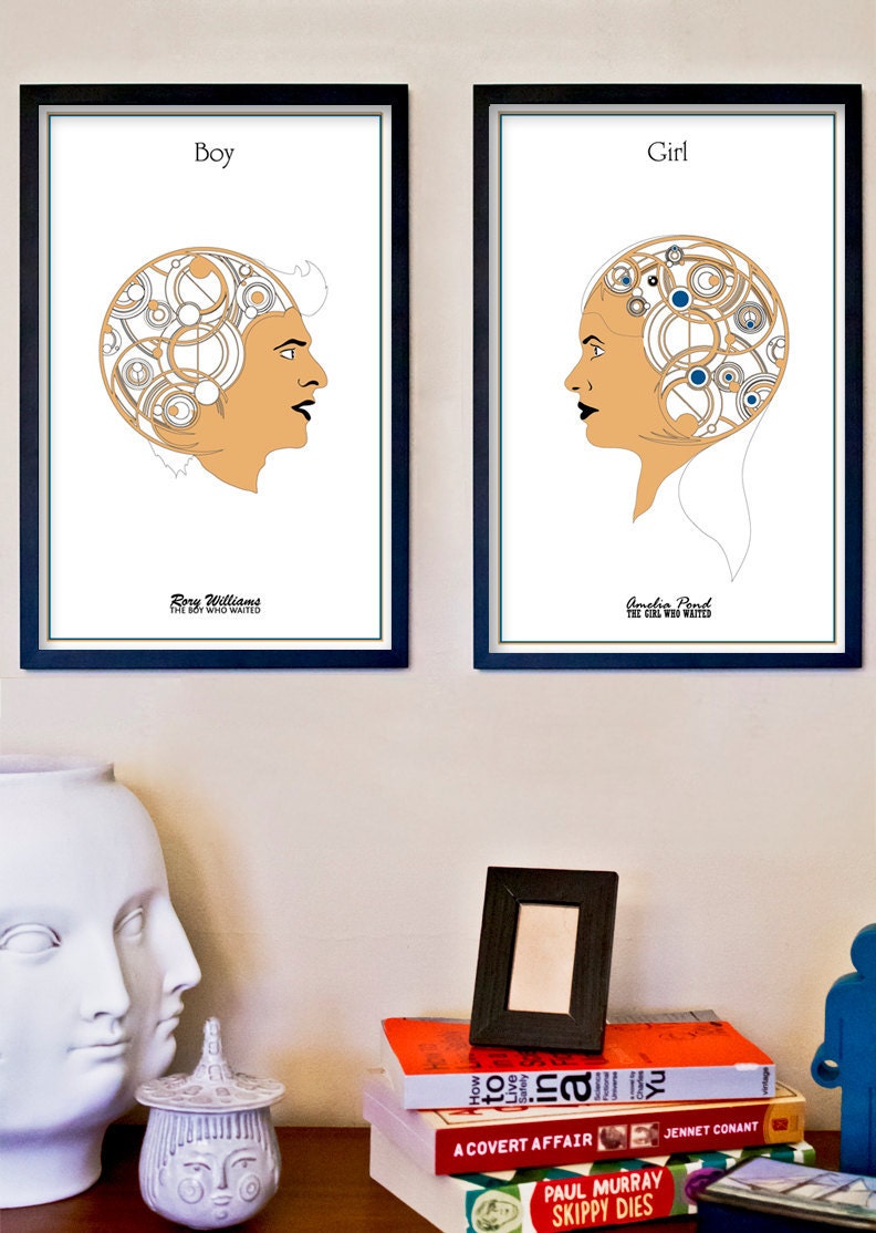 Amelia Pond and Rory Williams: The Boy and Girl Who Waited - Art Nouveau Character Illustration Poster Set