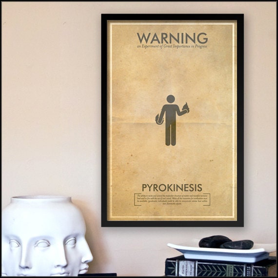 Fringe Science Warning Posters - Pyrokinesis Inspired Vintage Iconography 11x17 Print