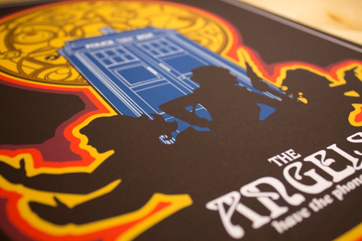 The Angels have the Phone Box - Doctor Who & Charlie's Angels Inspired 11x14 Mashup Poster