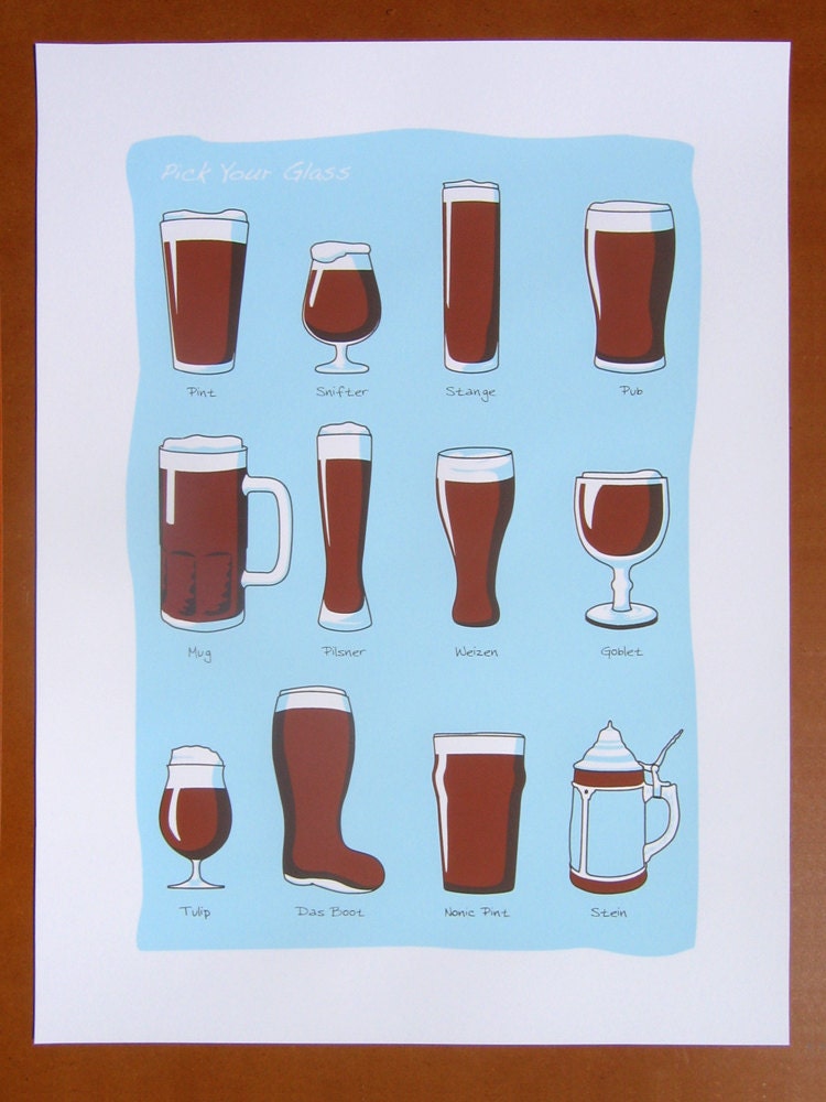 Beer Glass Screen Print Poster