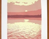 Lake Sunset Screen Print Poster