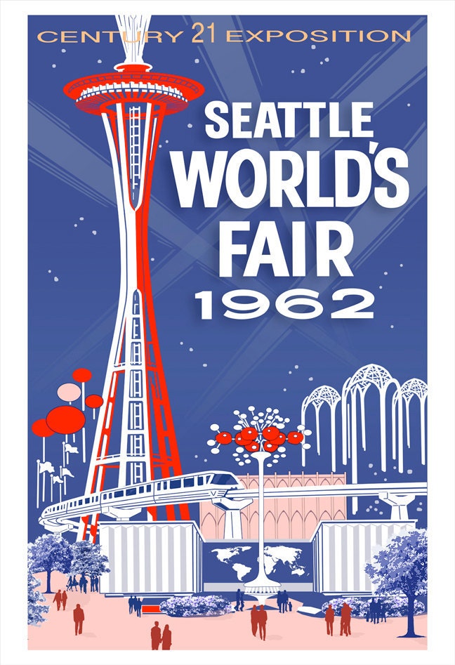 Seattle art print - Worlds Fair Poster - 13x19 print - Seattle Washington