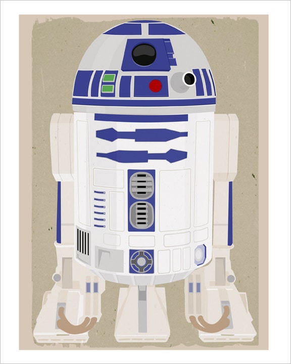 Starwars poster - Star Wars r2d2 poster - 8x10 print - Starwars r2 d2 character print