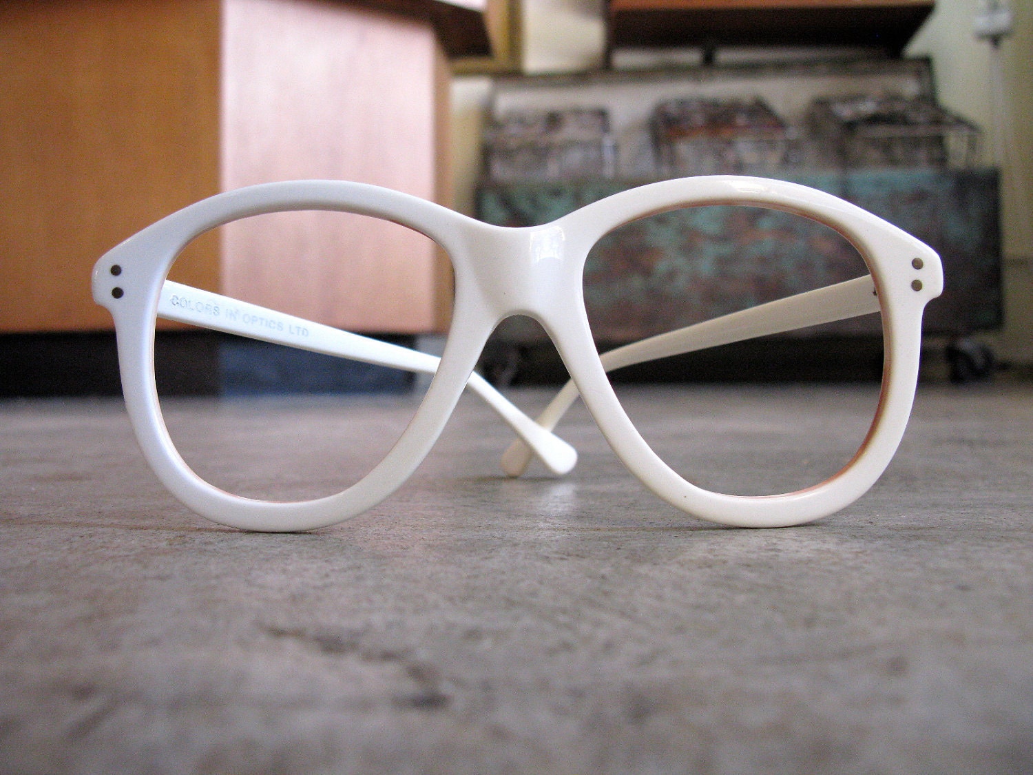 Vintage rare 80's huge oversized white eyeglasses by Colors In Optics / Sanford Hutton - FREE DOMESTIC SHIPPING