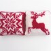 Decorative Christmas Pillows / Cushions 2 hand knitted in festive white / fuscia pink quality mohair yarn