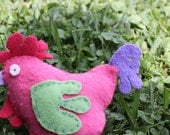 spring chicken "Pinky" - recycled felted wool stuffed chicken