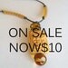 ON SALE - Hemp Cord Necklace With Rectangular Carved Bone Flower Bead