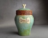 Dog Treat Jar Made To Order Patina Brown Spiky Collared Dog Treat Jar by Symmetrical Pottery
