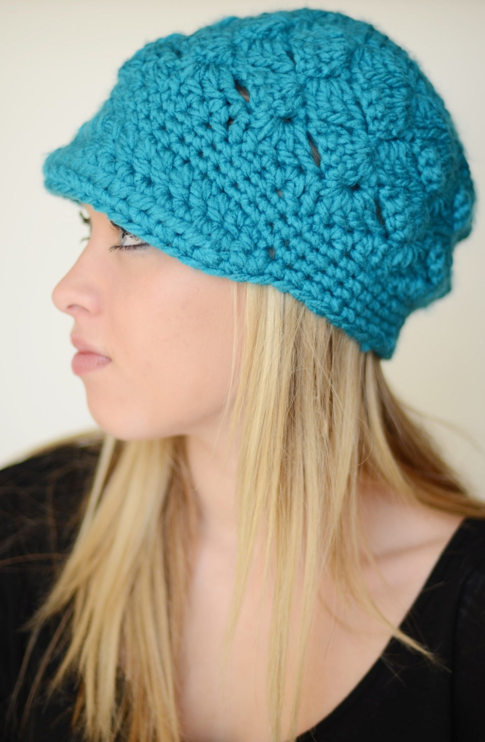 Newsboy Crocheted Hat blue Women Girl