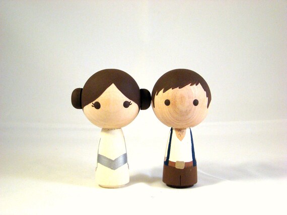 Mini Kokeshi Kawaii Princesss & her Nerfherder Star Wars (R) Wood Doll Cake Topper