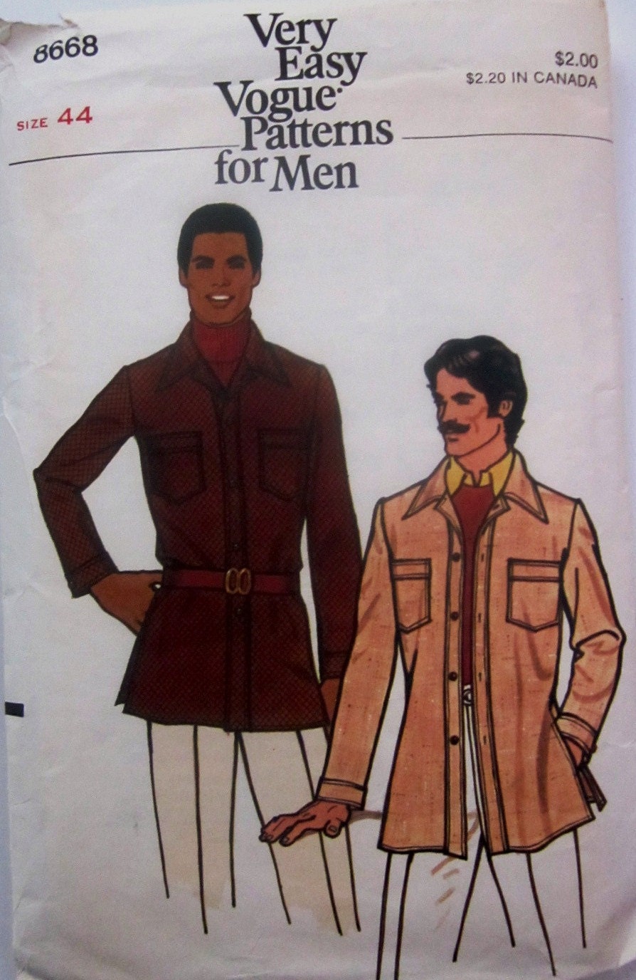 Vogue 8668 Mens Sport Jacket 1970s Vintage  Pattern