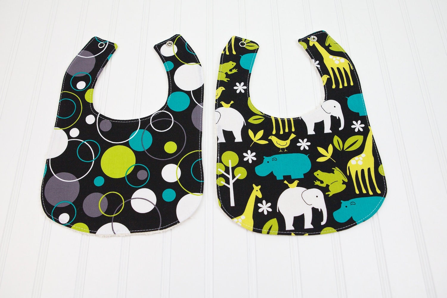 Baby Bib Set Gender Neutral Michael Miller Zoology Animals Baby Girl or Boy