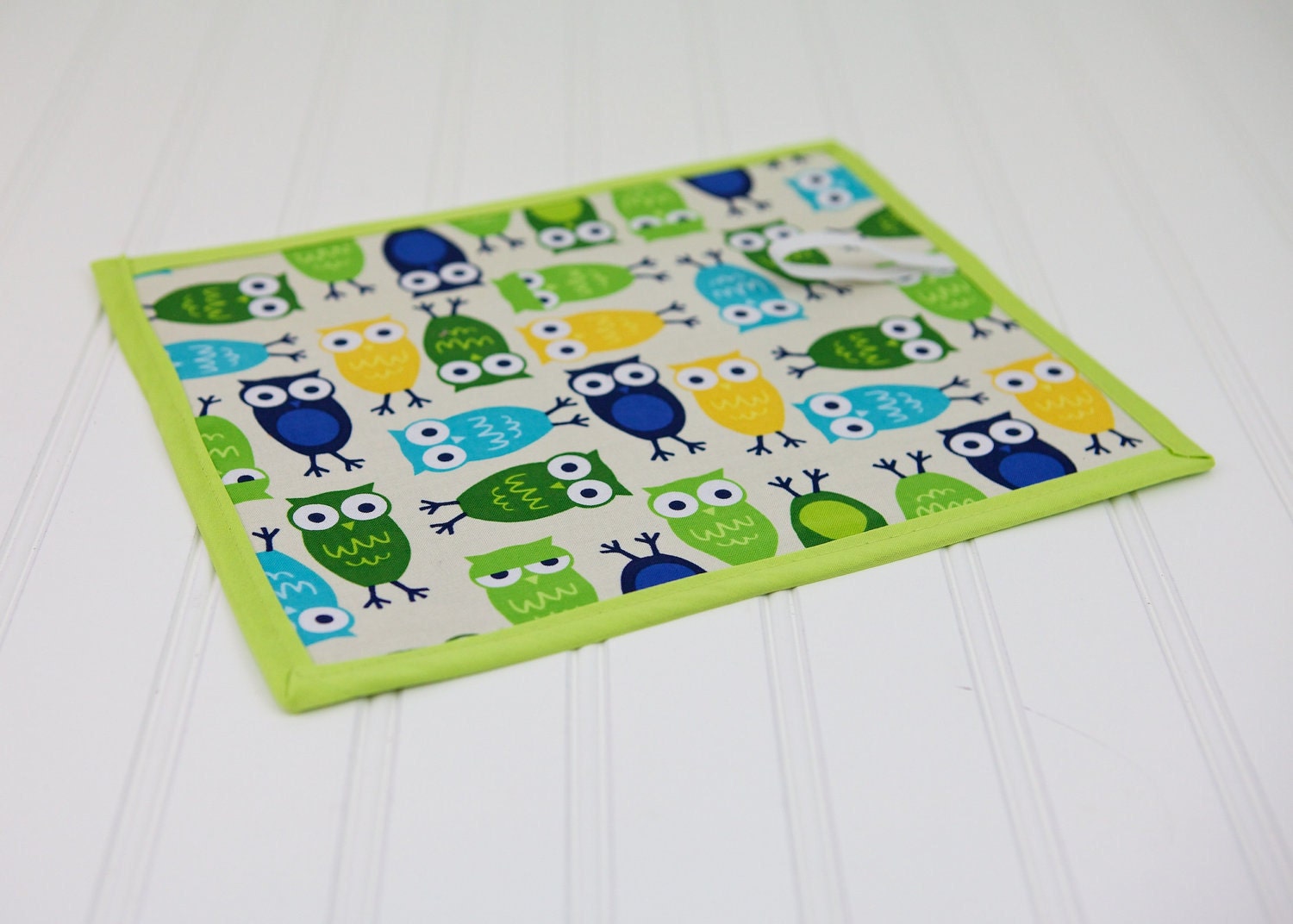 Chalkboard Mat Owls Blue and Green Reusable Art Toy Boy or Girl