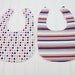 Baby Boy Bib Set of 2 Red White and Blue Stripes and Polka Dots with Terry Cloth