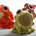 Vintage Ceramic Frog Sponge Holder, Firecracker Red