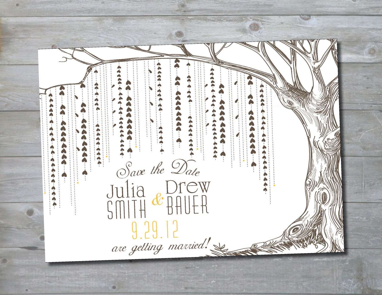 WILLOW TREE Postcard Wedding Save the Date, Printable DIY