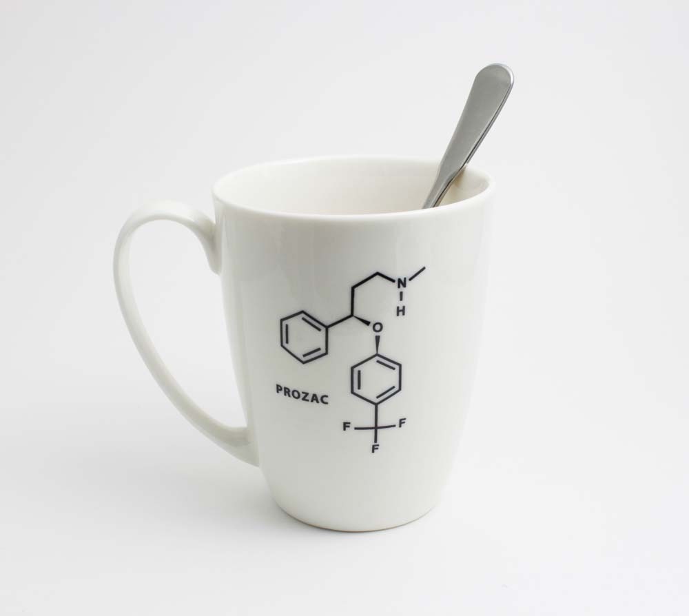 Prozac Chemistry Molecule Coffee Mug - Black and White Coffee Cup