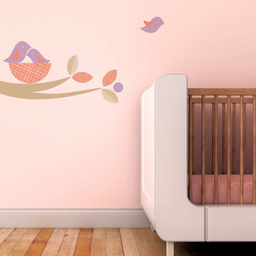 Kids Wall Decal, Wall Decal for Kids and Baby, Nursery Wall Decal. Bird Nest Children Wall Decal