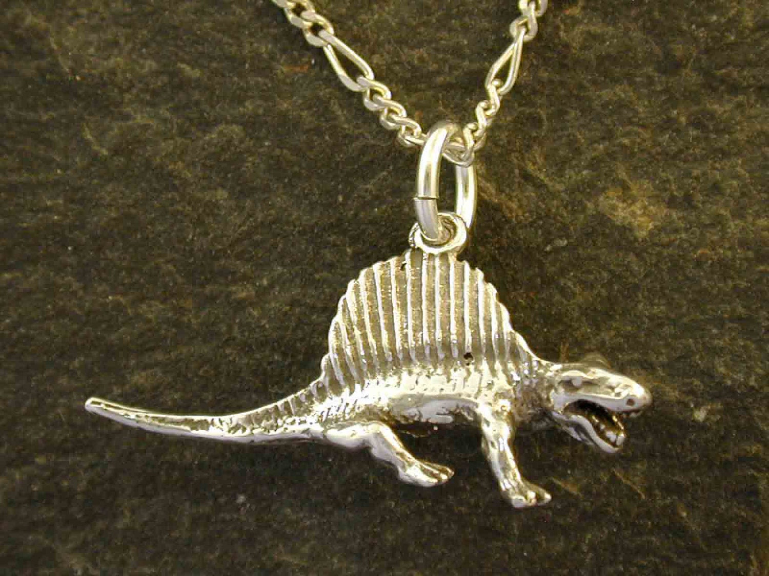 Sterling Silver Dimetrodon Pendant on Sterling Silver Chain.