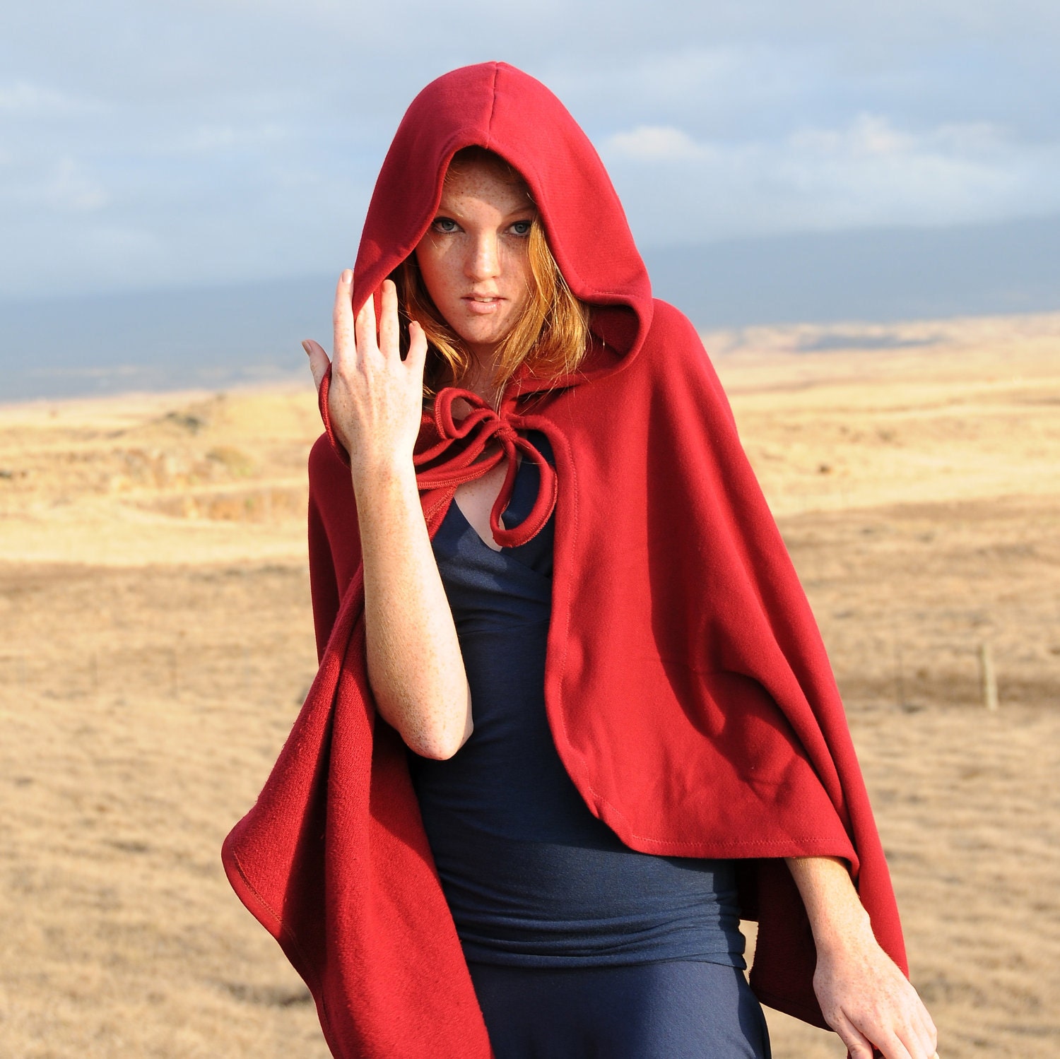 Red Riding Hood Costume - Cape Cloak - Organic Cotton - Halloween - Eco Friendly - Organic Clothing