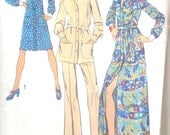 1970s A Line Dress or Tunic and Wide Leg Pants Vintage Sewing Pattern, Simplicity Pattern 5398 Bust 36"